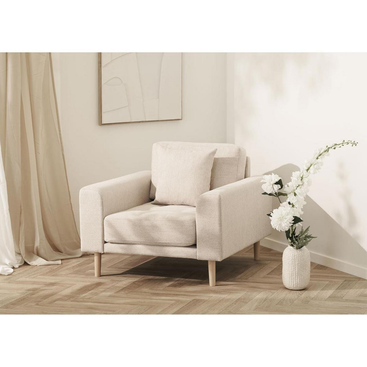 SESSEL, Cora, Sandfarben, Polyester, 92 x 90 x 54 cm - Sandfarben, Textil (92/54/90cm) - ebuy24