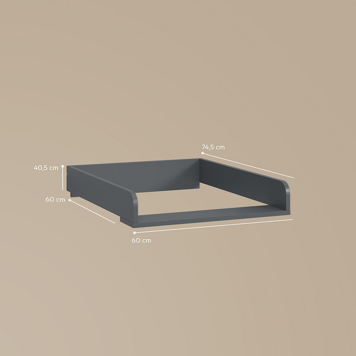 WICKELAUFSATZ Paolina Anthrazit 60 x 12.6 cm - Anthrazit, Holzwerkstoff (60/12.6/74.5cm) - Livinity®
