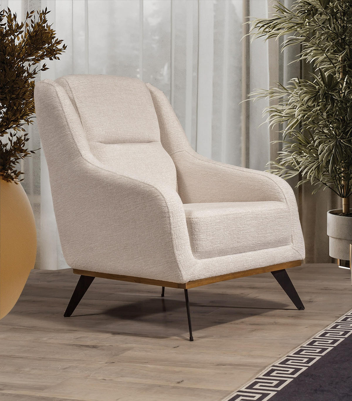 SITZGARNITUR Soprano Creme Stellvariante:3+3+1 - Creme, Holz/Textil (235/85/100cm) - Villa Möbel