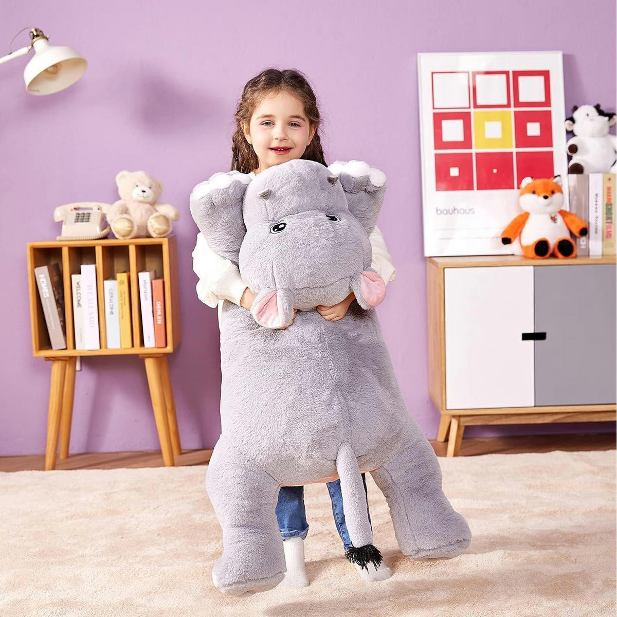 STOFFTIER Nilpferd 78 cm - Grau, Textil (33/78cm)