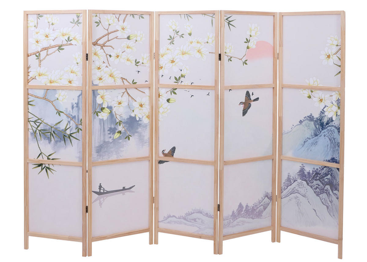 PARAVENT Blau - Blau, Holz (227/170/2cm) - MCW