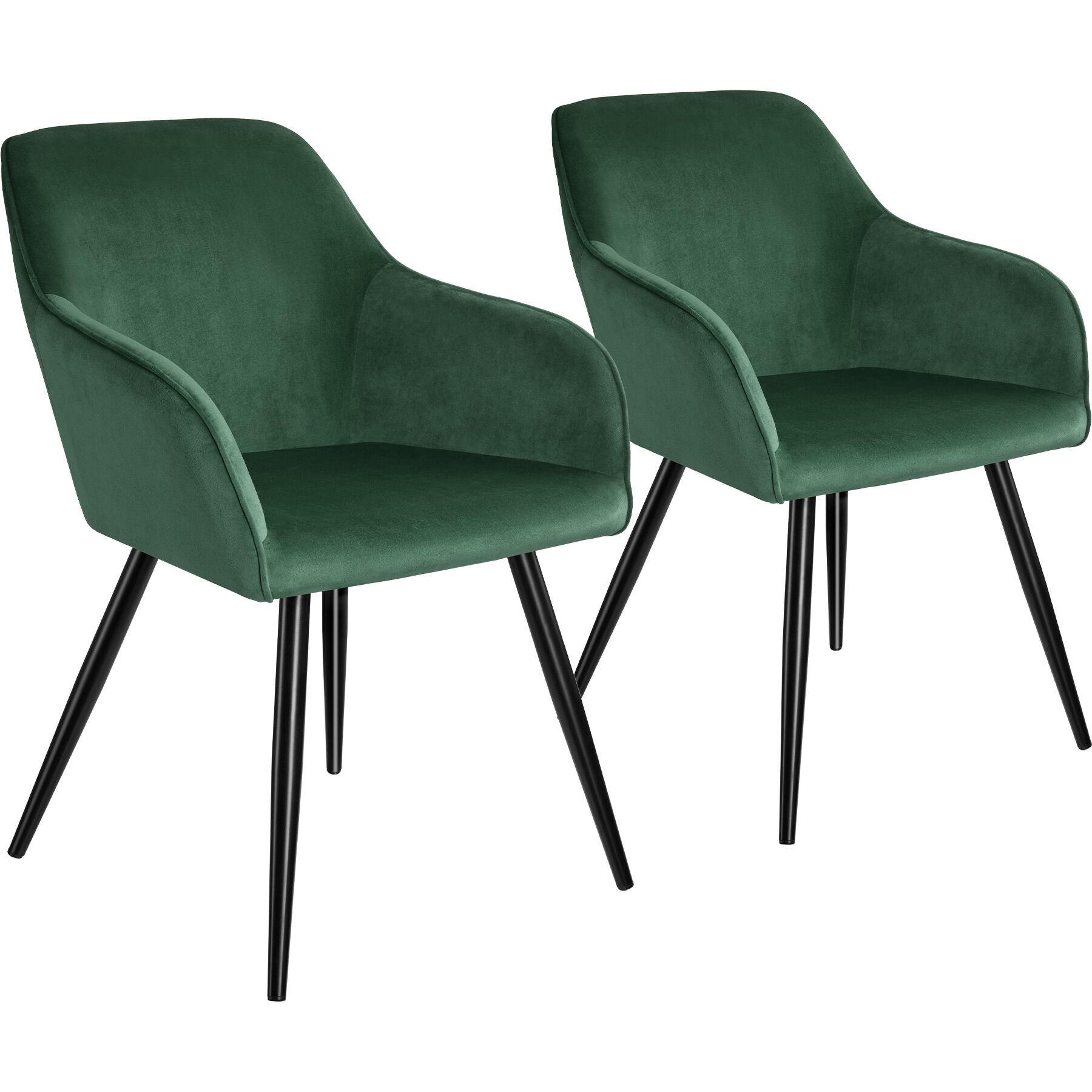 ESSZIMMERSTUHL 2er Set Marilyn 58 x 62 x 82 cm dunkelgrün/schwarz - Dunkelgrün/Schwarz, Textil (58/82/62cm) - tectake