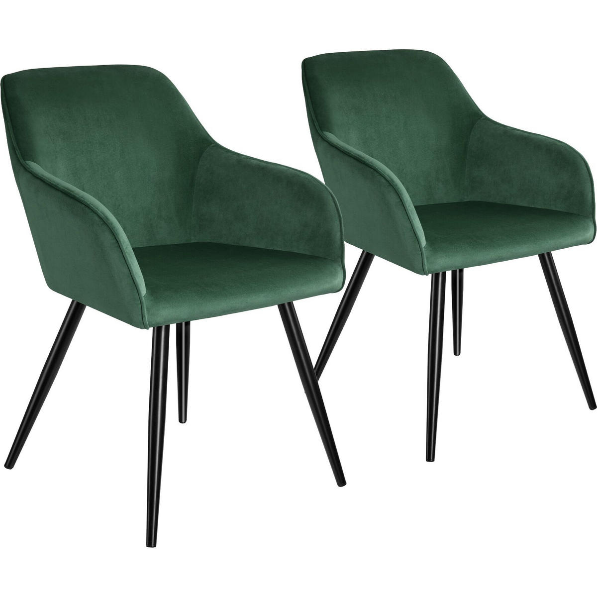 ESSZIMMERSTUHL 2er Set Marilyn 58 x 62 x 82 cm dunkelgrün/schwarz - Dunkelgrün/Schwarz, Textil (58/82/62cm) - tectake