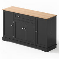 SIDEBOARD schwarz-Naturfarben aus MDF mit gegliedertem Stauraum 138 × 40 × 85 cm - Schwarz, Holzwerkstoff (138/85/40cm) - Luhomfu