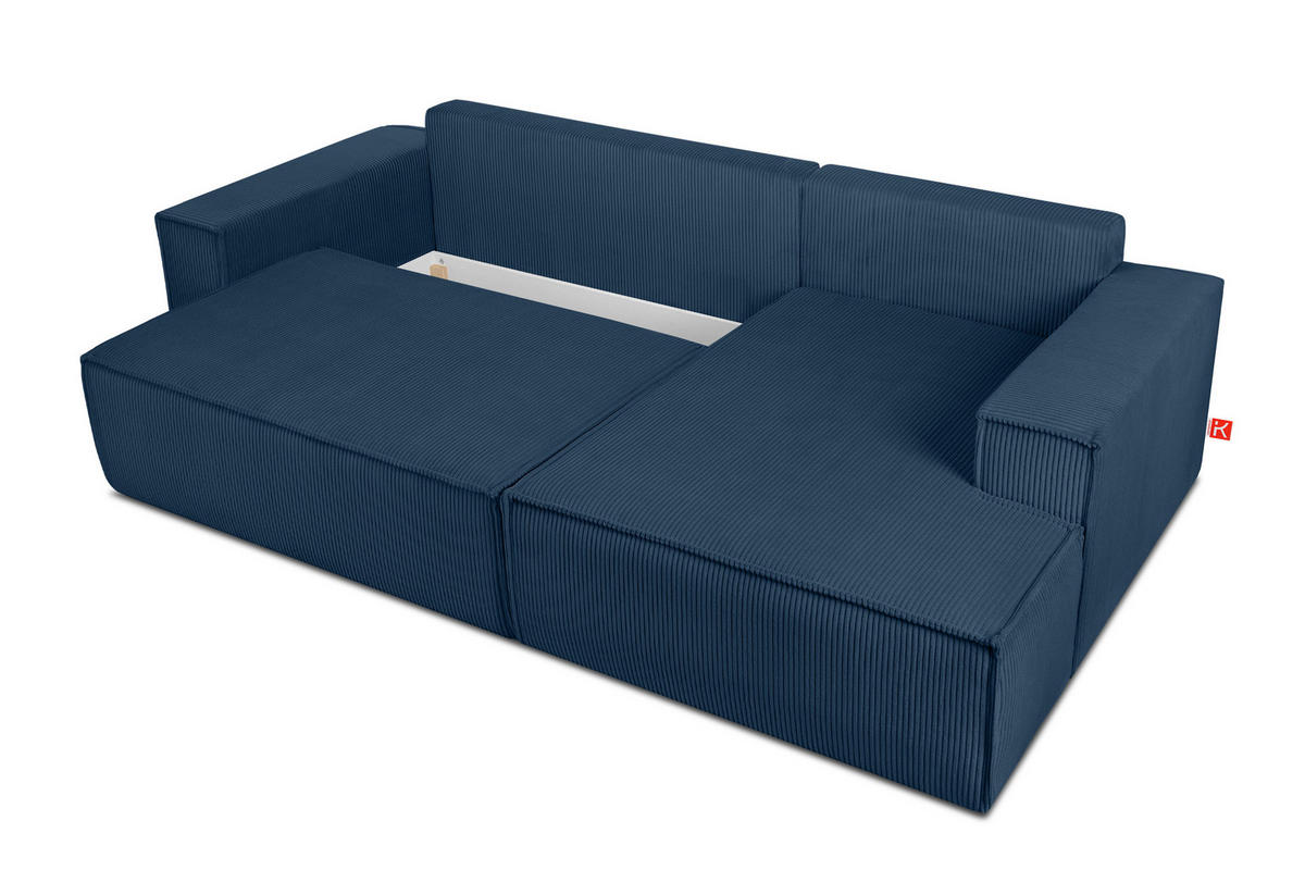 ECKSCHLAFSOFA-RECHTS NAPI in Pet Friendly Cord-Stoff, marineblau - Blau/Schwarz, Textil (262/148cm) - KONSIMO®