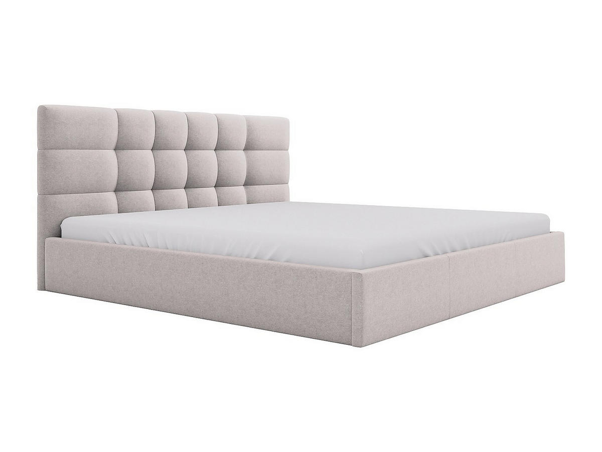 BETT mit Bettkasten - 2 Personen - Stoff - Beige - Beige, Textil (200/200cm) - Vente-Unique