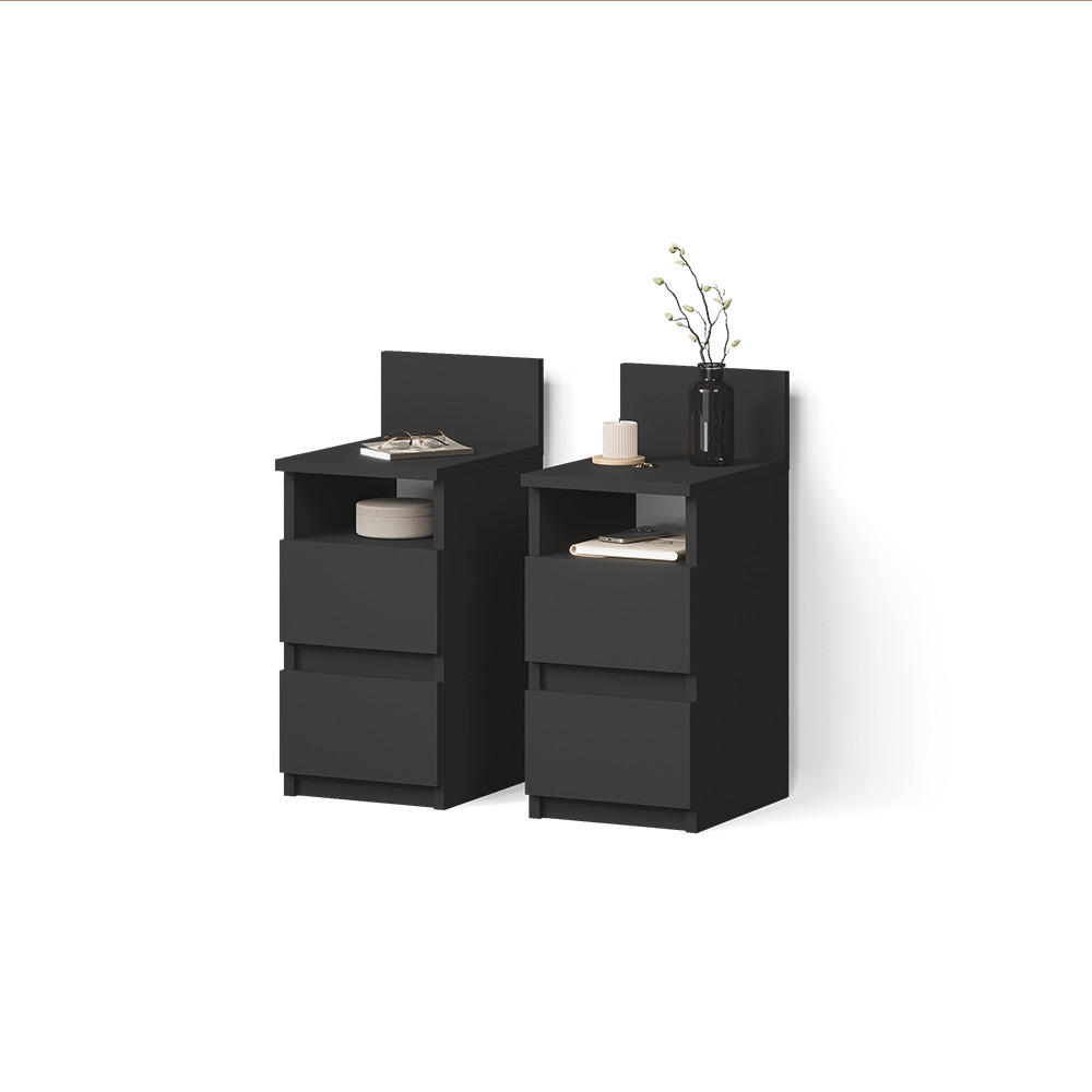 NACHTTISCH Roya, Schwarz, 2er Set - Schwarz, Holzwerkstoff (25/59.1/32.3cm) - Livinity®