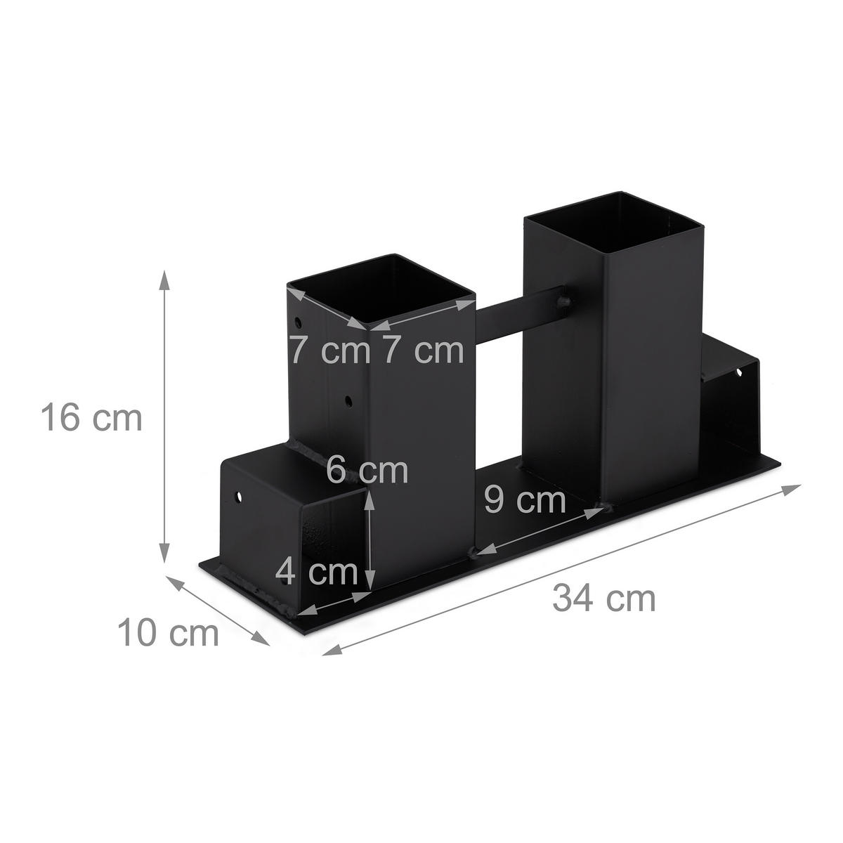 4XHOLZSTAPELHILFE - Schwarz, Metall (34/16/10cm) - Relaxdays