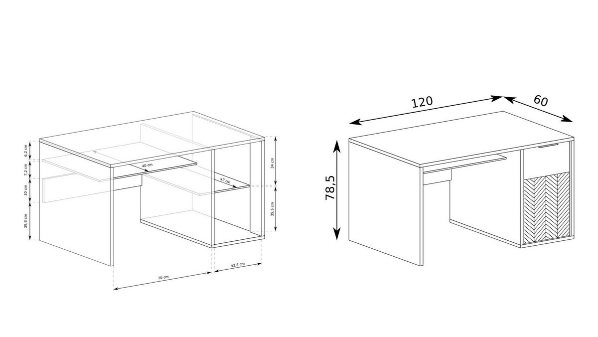 SCHREIBTISCH CARINI 120x60x78 cm Bürotisch Computertisch, Eichefarben - Eichefarben, Holzwerkstoff (60/120/78cm) - MASSENO