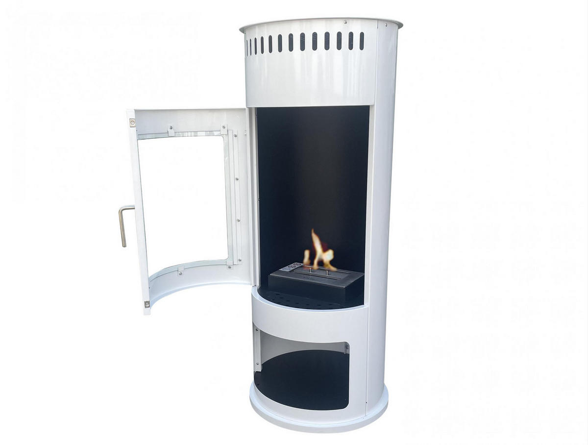 BIOETHANOL-OFEN Weiß inklusive 2 L-Tank und 3 kW Leistung - Weiß, Metall (46/112/46cm) - Purline
