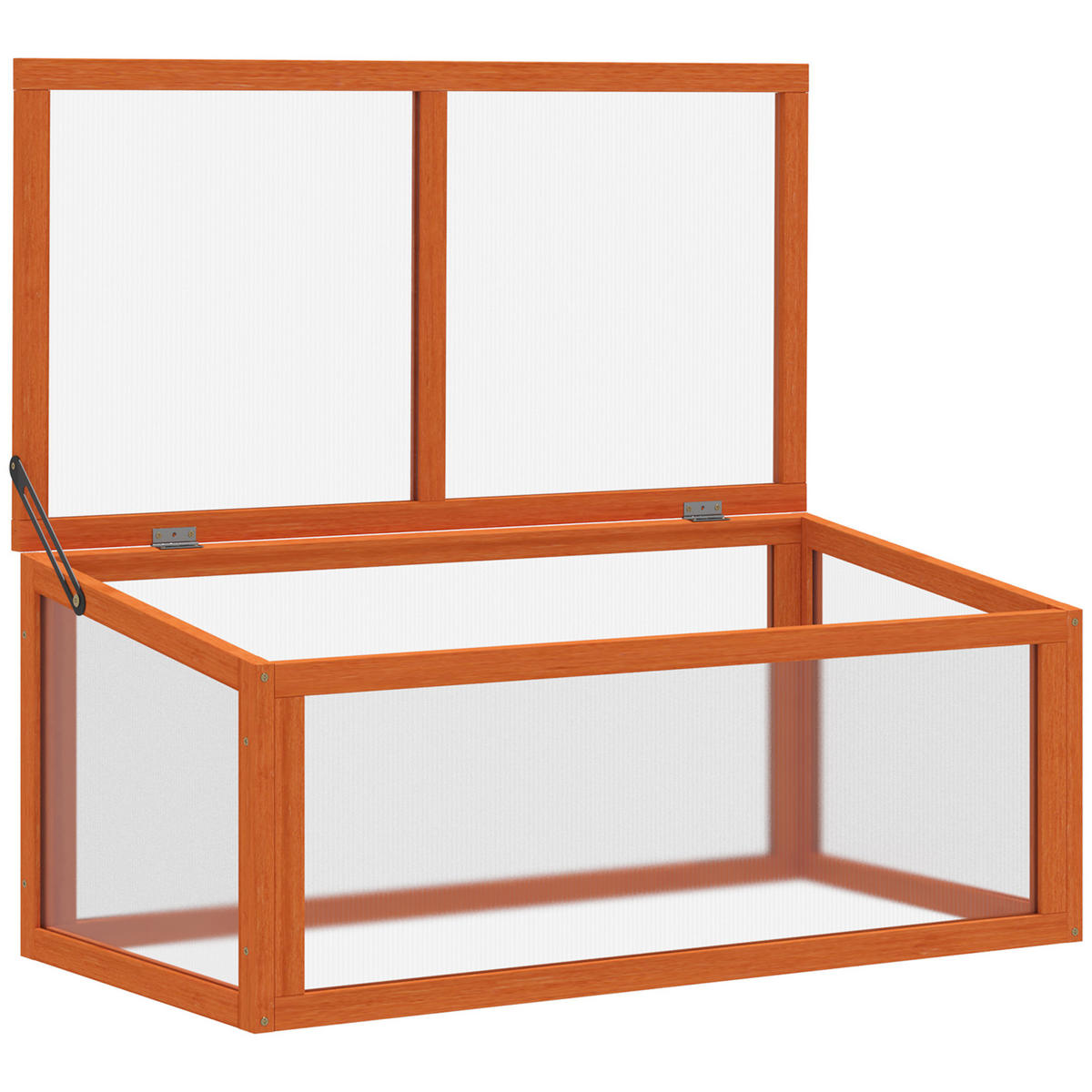 GEWÄCHSHAUS DE-05782 Holz & Polycarbonat, mit aufklappbarem Dach Orange - Orange, Holz (46/40/90cm) - ComfortXL