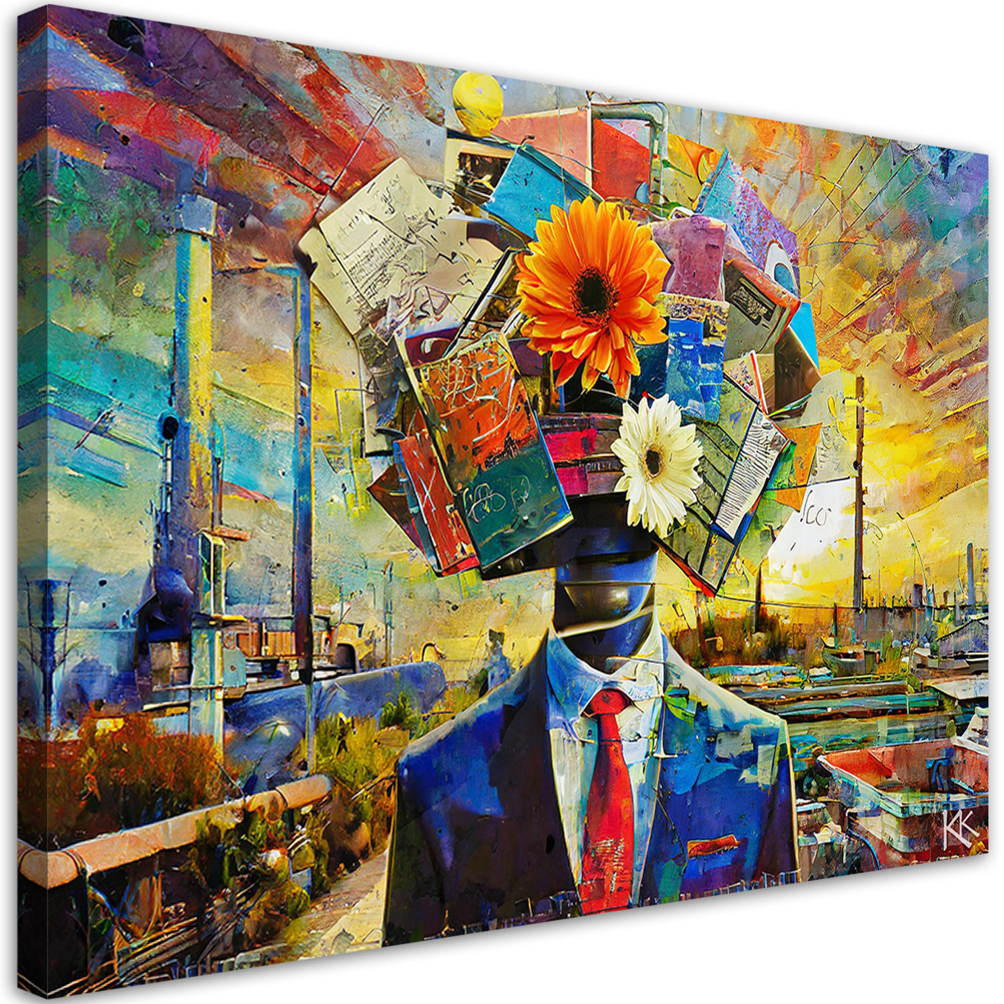 WANDBILD kopf voller gedanken - Multicolor, Textil (60/40cm) - Feeby