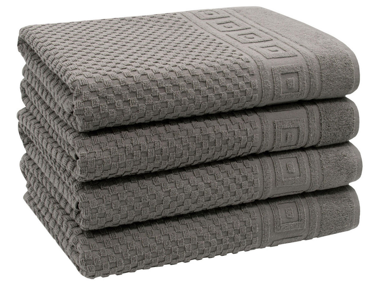 DUSCHTÜCHER, 4er-Set, 70x140 cm, 100% Baumwolle, Grau - Anthrazit, Textil (70/140cm) - Zollner