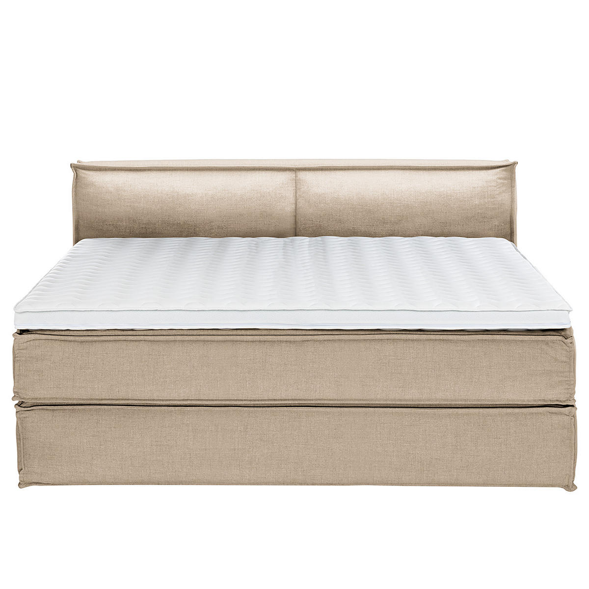 BOXSPRINGBETT mit Kopfteil - Premium - Beige, Textil (200/200cm) - home24