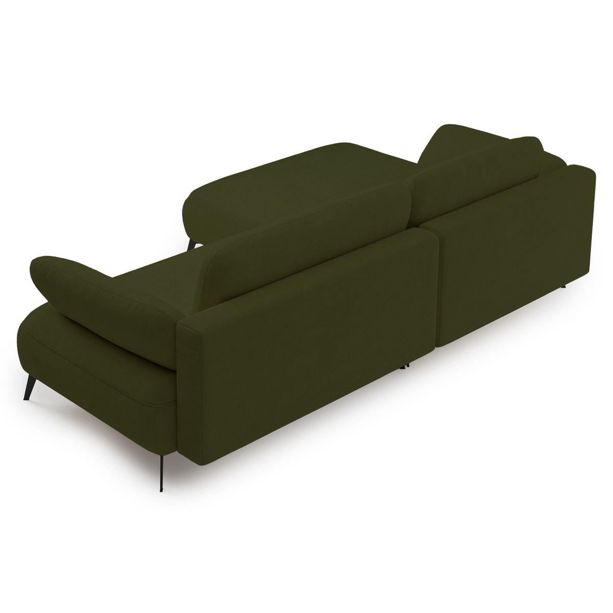 ECKSOFA Avolla Olivgrün links - Schwarz/Olivgrün, Textil/Metall (284/186cm) - Selsey