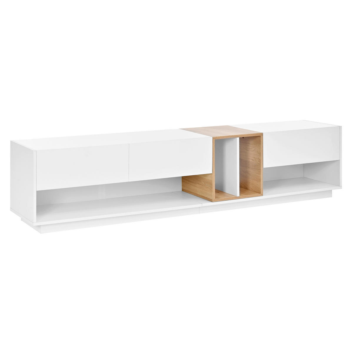 TV-LOWBOARD 190 x 38 x 42 cm, Hochglanztüren, LED, offener Stauraum, Weiß - Weiß, Holzwerkstoff (190/42/38cm)