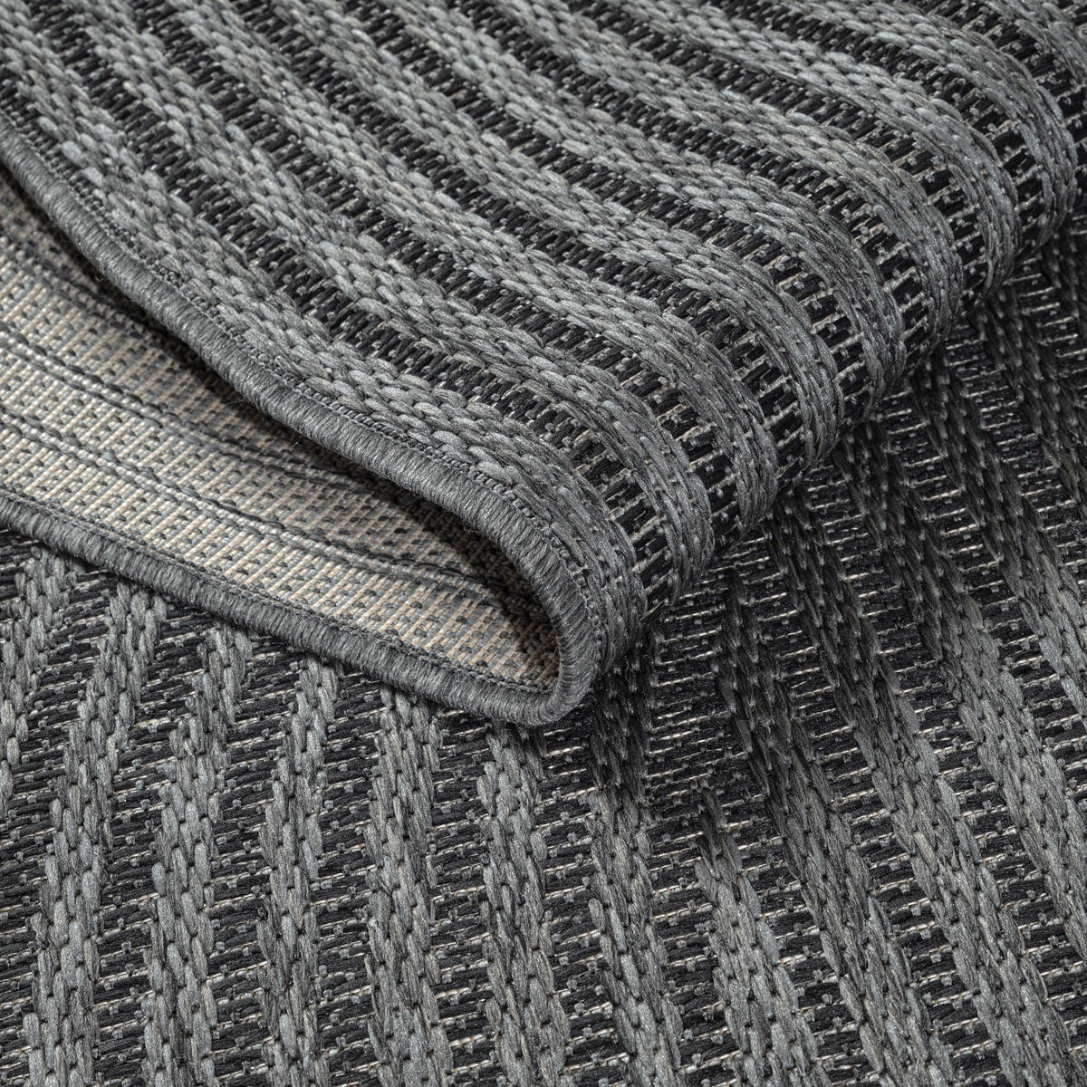 FLACHWEBTEPPICH Geometrisch BORNO Polypropylen Anthrazit 240 x 340 cm - Anthrazit, Textil (240/340cm) - KADIMA DESIGN