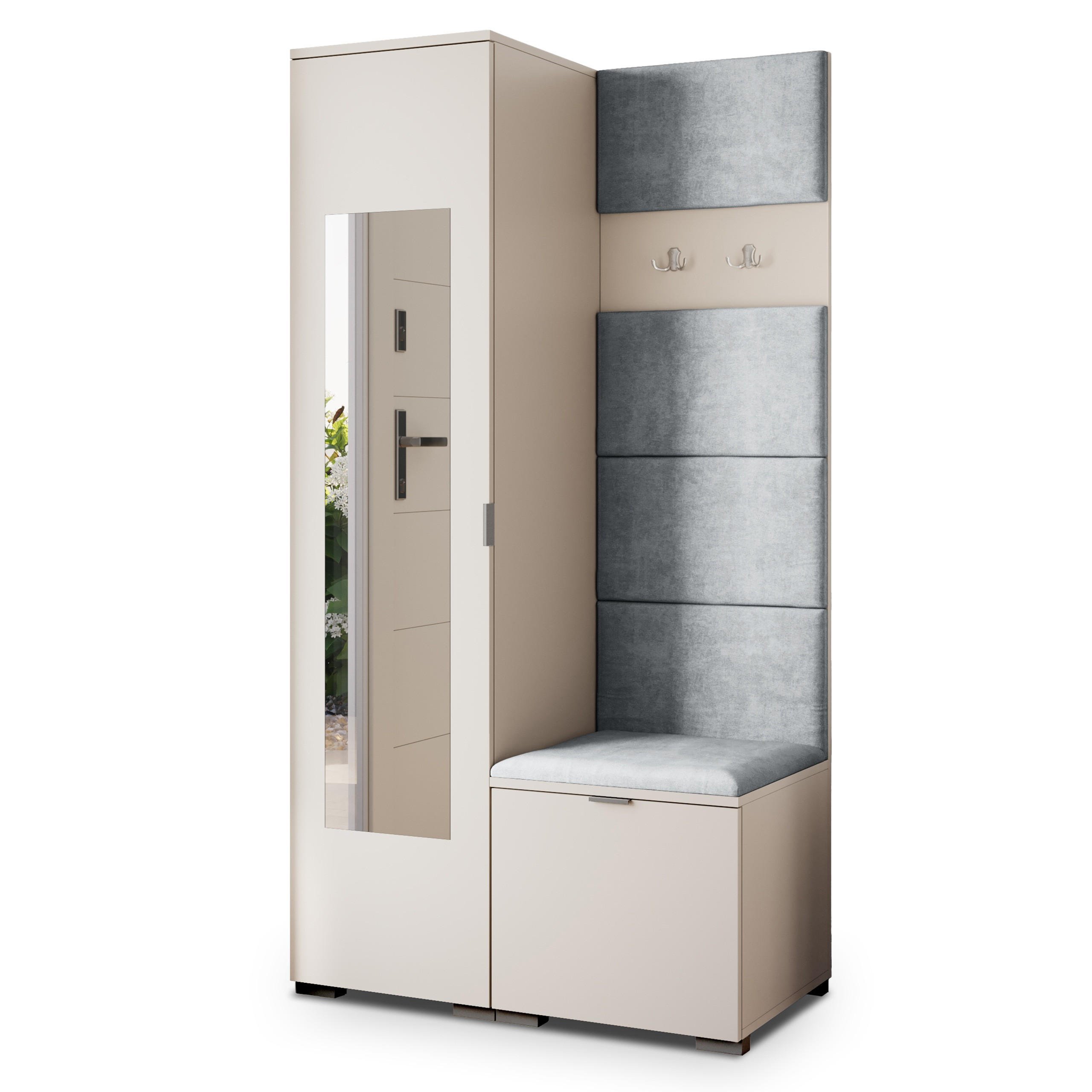 Masseno Garderobenschrank Kaschmir, Hellgrau 95x181x51 cm