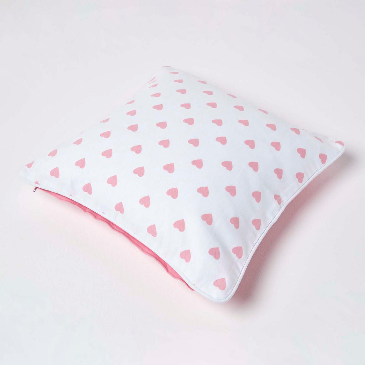 KISSENHÜLLE Herzen 45/45 cm, 100% Baumwolle - Rosa, Textil (45/45cm) - Homescapes