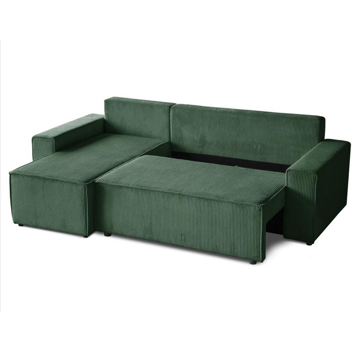 ECKSCHLAFSOFA mit Schlaffunktion Hektor dunkelgrün - Dunkelgrün/Schwarz, Kunststoff/Textil (247/152cm) - Beautysofa