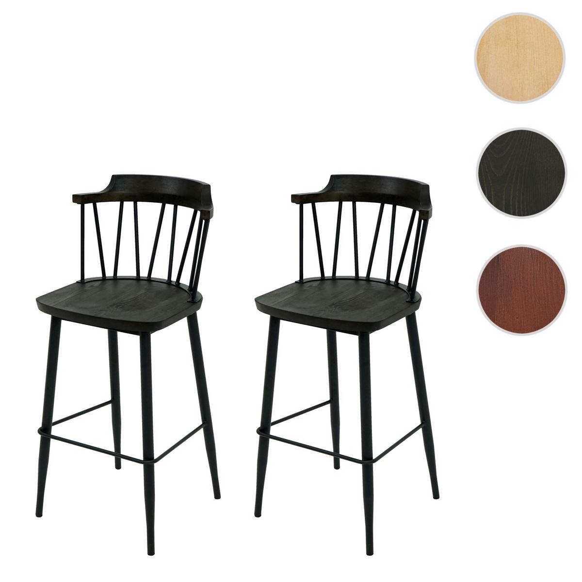 BARHOCKER G69B Schwarz 2er-Set - Schwarz, Holz (43/103/44cm) - MCW