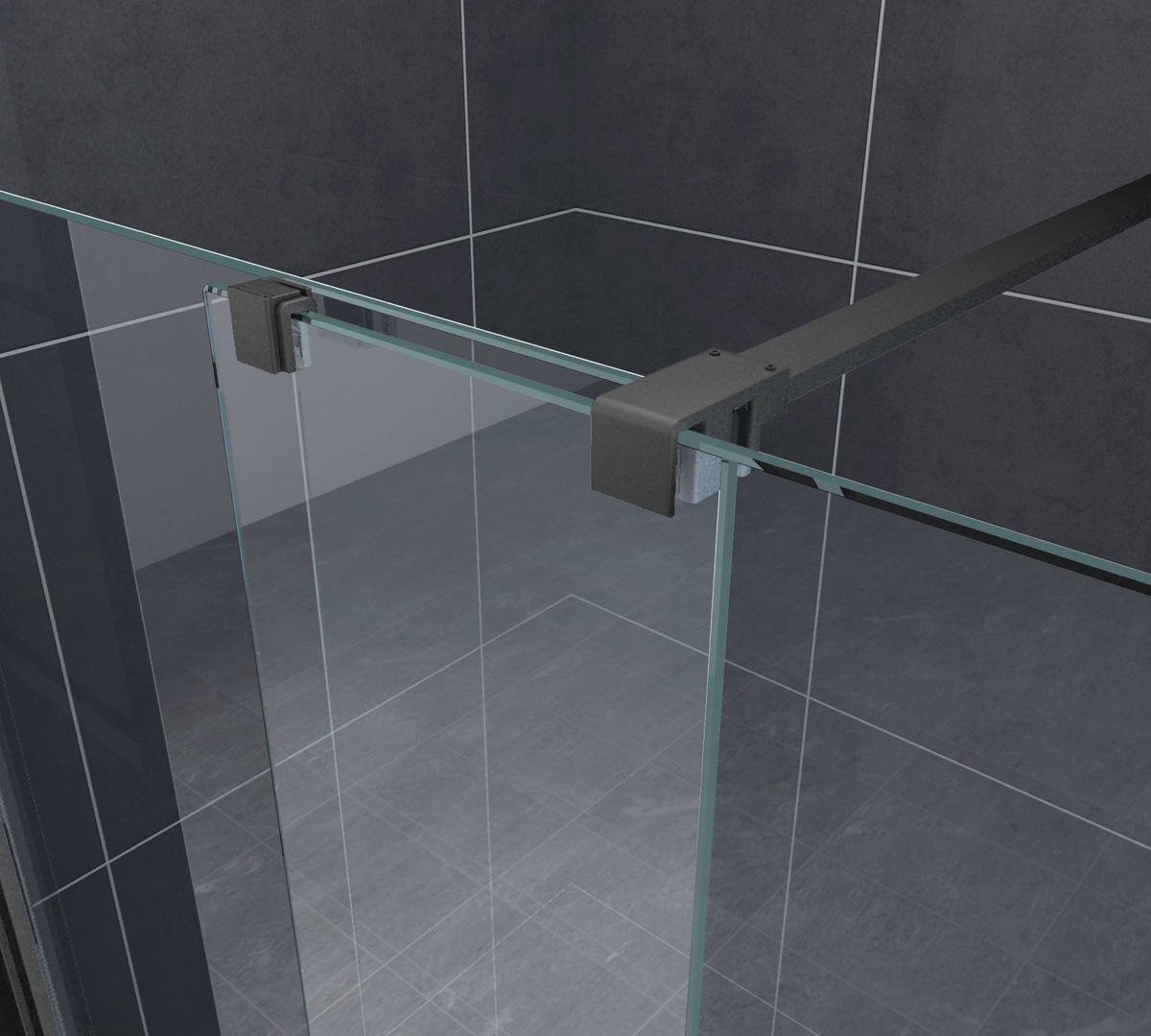 SCHIEBETÜR-DUSCHWAND TRAVERSO Schwarz 120 x 200 cm schwarze Ausführung 8 mm ESG - Schwarz, Glas (120/200cm) - Glasdeals