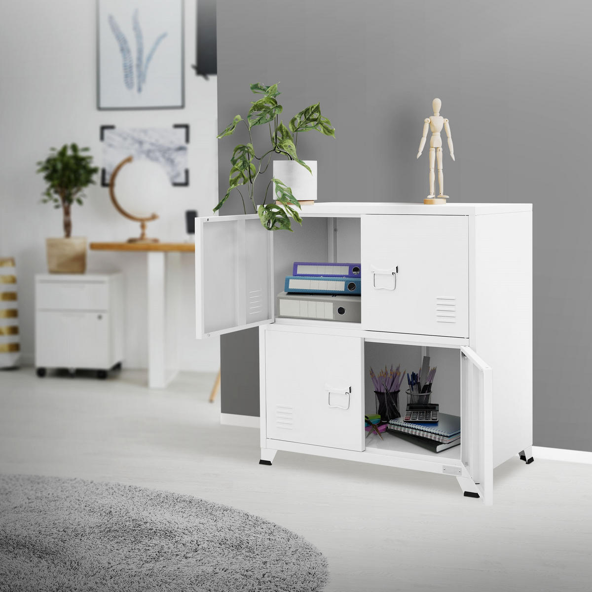 AKTENSCHRANK 75x40x80,5 cm Weiß aus Stahl - Weiß, Metall (40/80.5/75cm) - ML-DESIGN