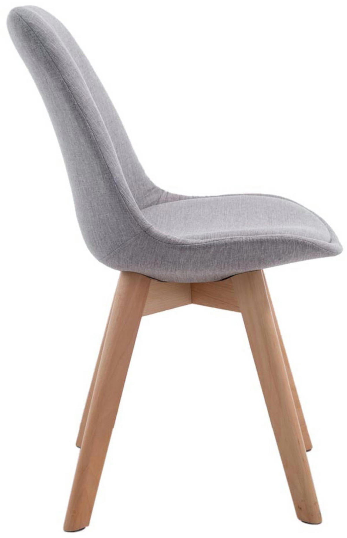 STUHL 4er Set Stoff grau - Eukalyptusholzfarben/Grau, Holz/Textil (48/84/55cm) - CLP