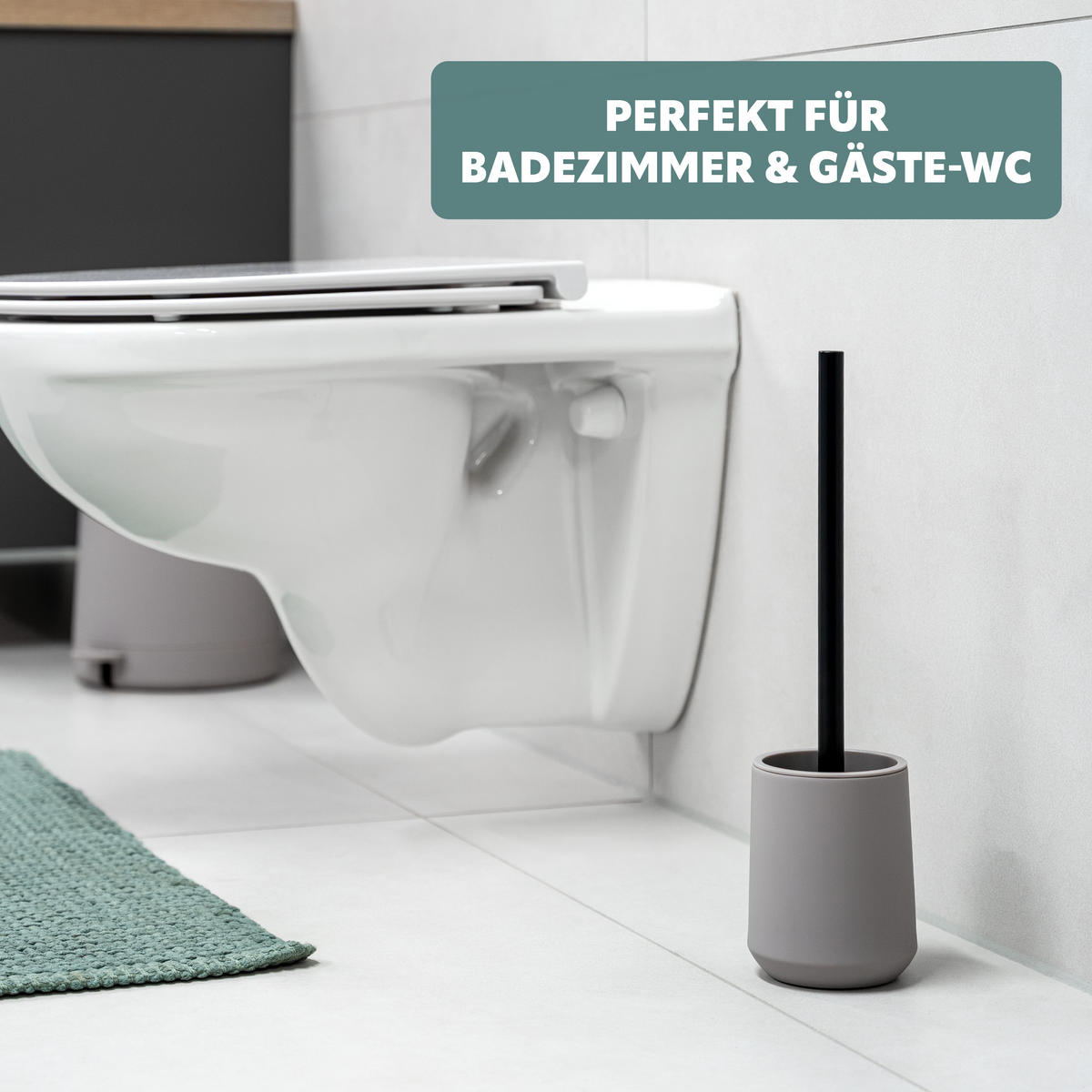 WC-GARNITUR TESERO, Kunststoff, taupe - Taupe, Kunststoff (10.5/39.5/10.5cm) - eluno