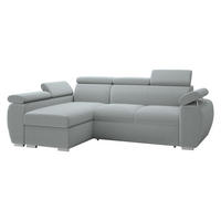 ECKSOFA Boston Mini, Seite: Links - LC+2R - Chromfarben/Blaugrau, Holz/Textil (255/170cm) - MIRJAN24
