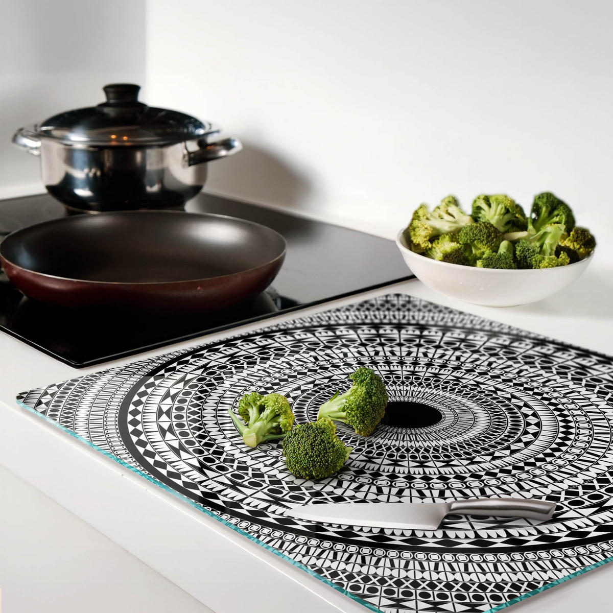 GLASPLATTE 60x52 cm Ornamentale Dekoration - Schwarz, Glas (60/0.4/52cm) - TULUP