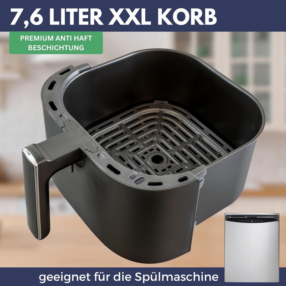 HEISSLUFTFRITTEUSE HF760 - Schwarz, Kunststoff (26/31/42cm) - Sommertal