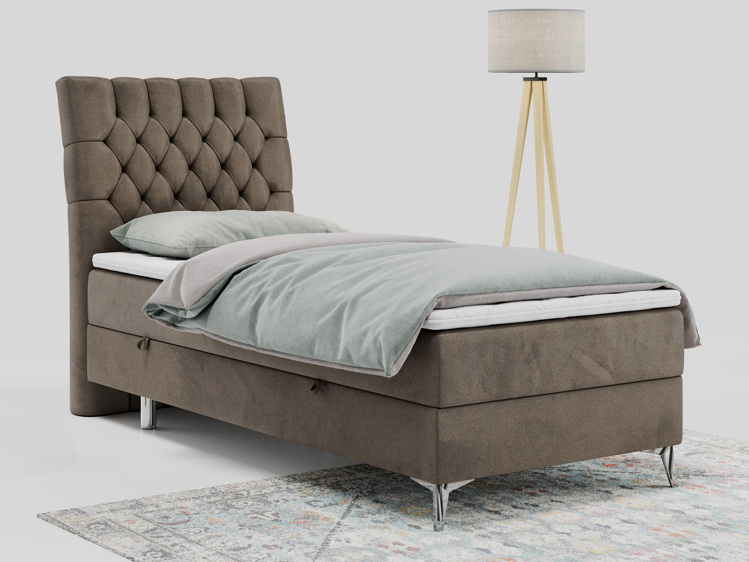 BOXBETT MILEN 90/200 Braun Velvet - H3 - Links Seite - Braun, Holz/Textil (90/200cm) - MKS