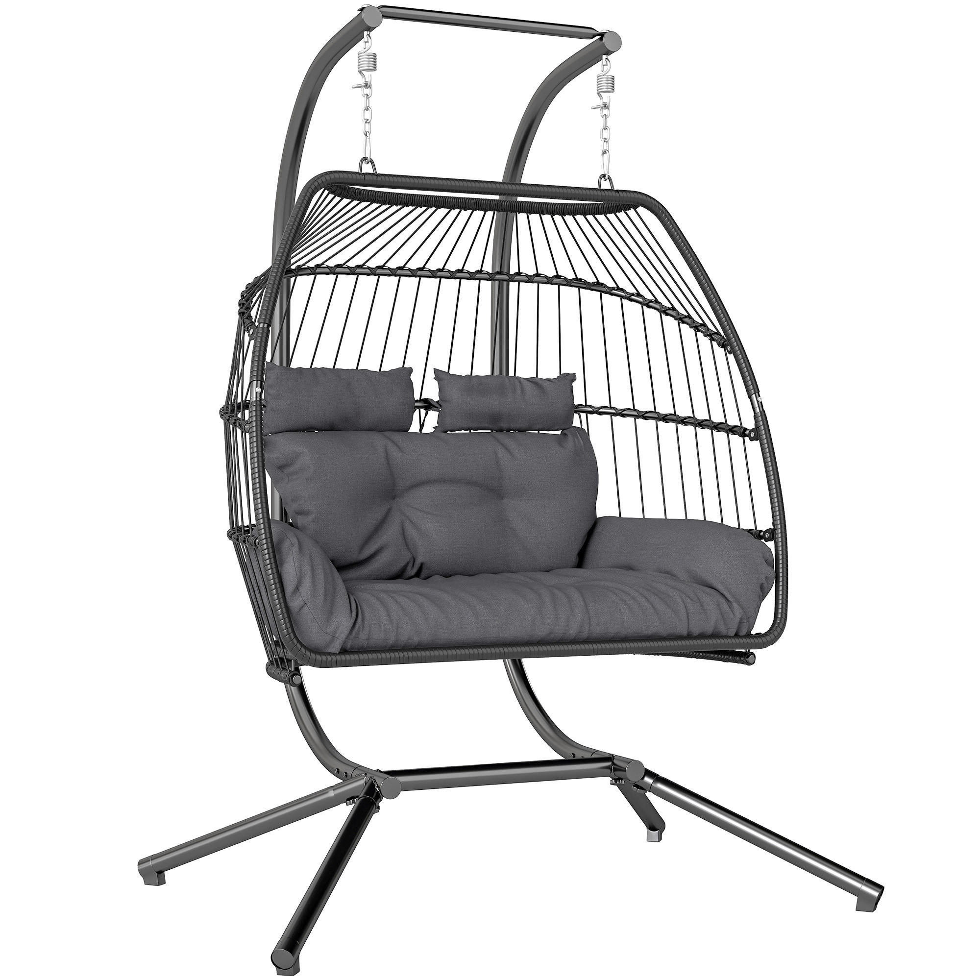 HÄNGESESSEL DE-06726 faltbar, bis 260 kg, mit Kissen Dunkelgrau - Dunkelgrau, Kunststoff/Metall (100/185/170cm) - ComfortXL