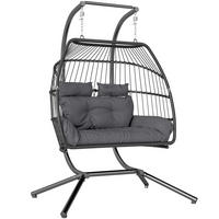 HÄNGESESSEL DE-06726 faltbar, bis 260 kg, mit Kissen Dunkelgrau - Dunkelgrau, Kunststoff/Metall (100/185/170cm) - ComfortXL