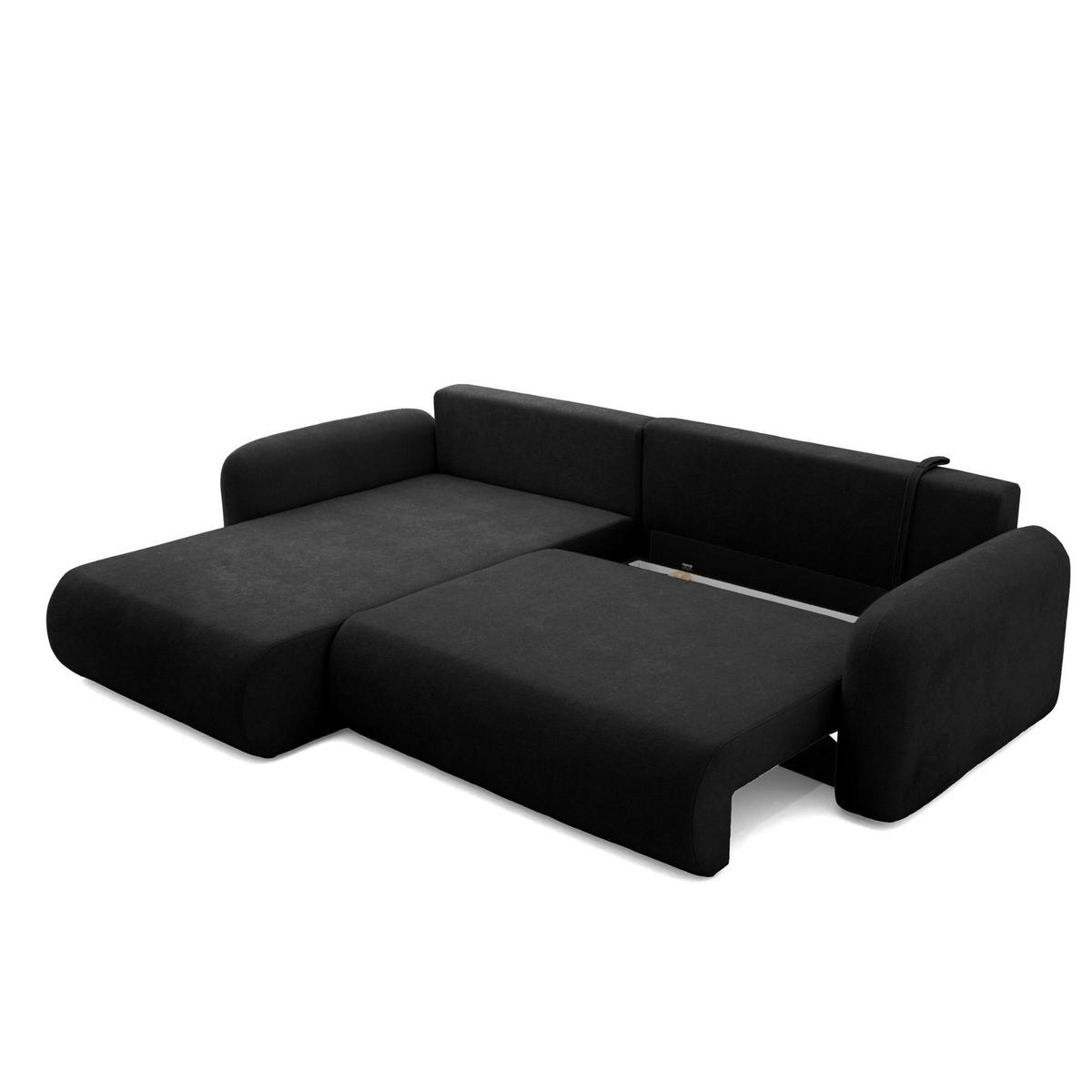 ECKSOFA NEST L Universal mit Schlaffunktion 157x240 Webstoff Schwarz - Schwarz, Holz/Textil (280/187cm) - Muffo