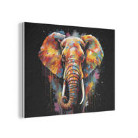 AKUSTIKPANEEL Elefant - Graffiti - Schwarz - Tiere - Farben 80x60 cm - Schwarz, Textil (80/0.9/60cm) - MuchoWow