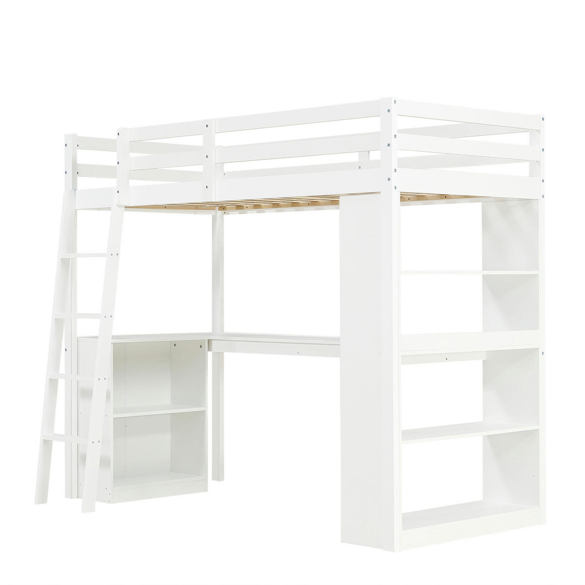 HOCHBETT 90/200 cm weiß aus Kiefer mit Ablageregal und Filztuch - Weiß, Holz (90/200cm) - OKWISH