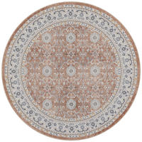 TEPPICH Kurzflor, waschbar, mit floralen Ornamenten, VERNANTE in Terrakotta-Creme, Ø 120 cm - Rot, Textil (120/120cm) - KADIMA DESIGN