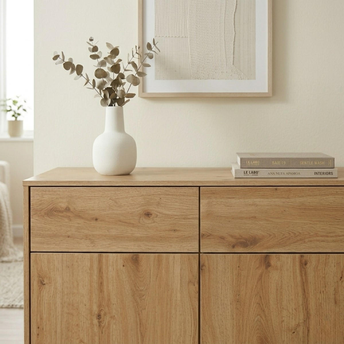 KOMMODE 2 Türen2 SchubladenEichendekor 40/80/90 cm - Eichefarben, Holzwerkstoff (90/80/12.5cm) - Calicosy