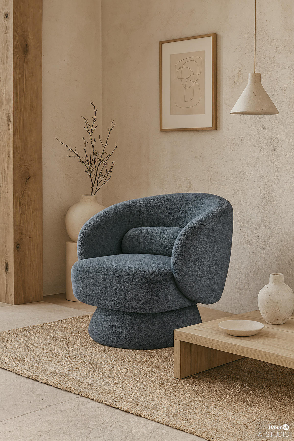 DREHBARER LOUNGESESSEL - Blau, Textil (78/71/76cm) - home24