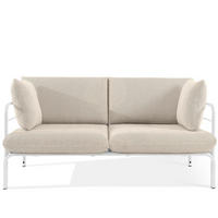 GARTENSOFA RAMBE 2-Personen mit Kissen, Weiß - Beige/Weiß, Textil/Metall (150/80/80cm) - KONSIMO®