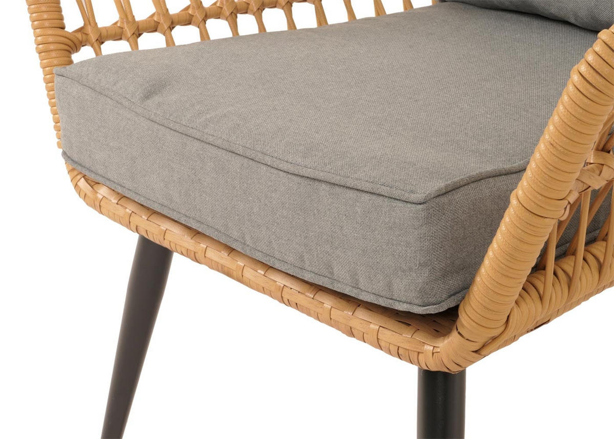 GARTEN-GARNITUR aus Poly-Rattan HxBxT 78x64x72cm Sitzhöhe 41cm Dunkelgrau - Dunkelgrau, Kunststoff - PROREGAL