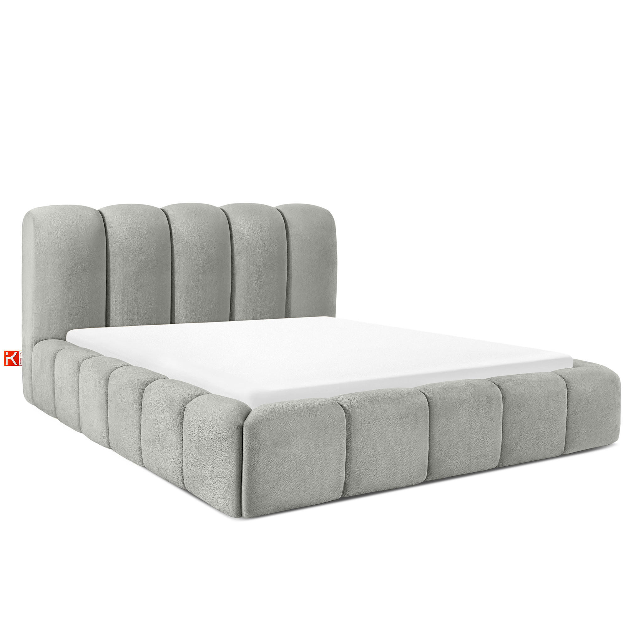 POLSTERBETT MERIDE Chenille, Hellgrau - Hellgrau/Schwarz, Holz/Textil (160/200cm) - KONSIMO®