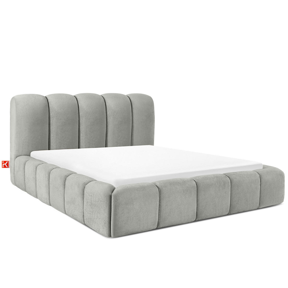 POLSTERBETT MERIDE Chenille, Hellgrau - Hellgrau/Schwarz, Holz/Textil (160/200cm) - KONSIMO®