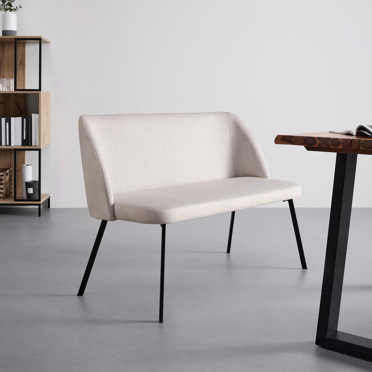 SITZBANK Danielle Creme Mikrofaser Gepolstert - Creme, Holz (115/82.5/65cm) - Bessagi Home