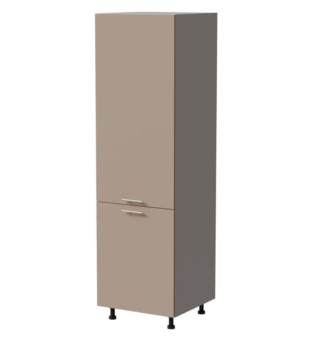 Feldmann-Wohnen Kühlschrankumbauschrank Grau, Grau 60x207x59 cm
