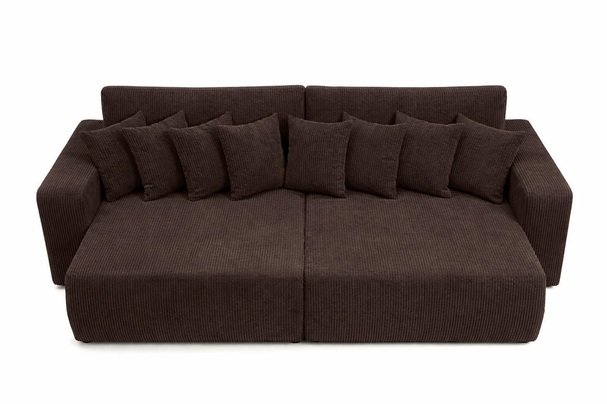SCHLAFSOFA, Cordstoff Poso, Braun, PIANO DOUBLE - Braun, Holz (246/83/145cm) - Kaiser Möbel