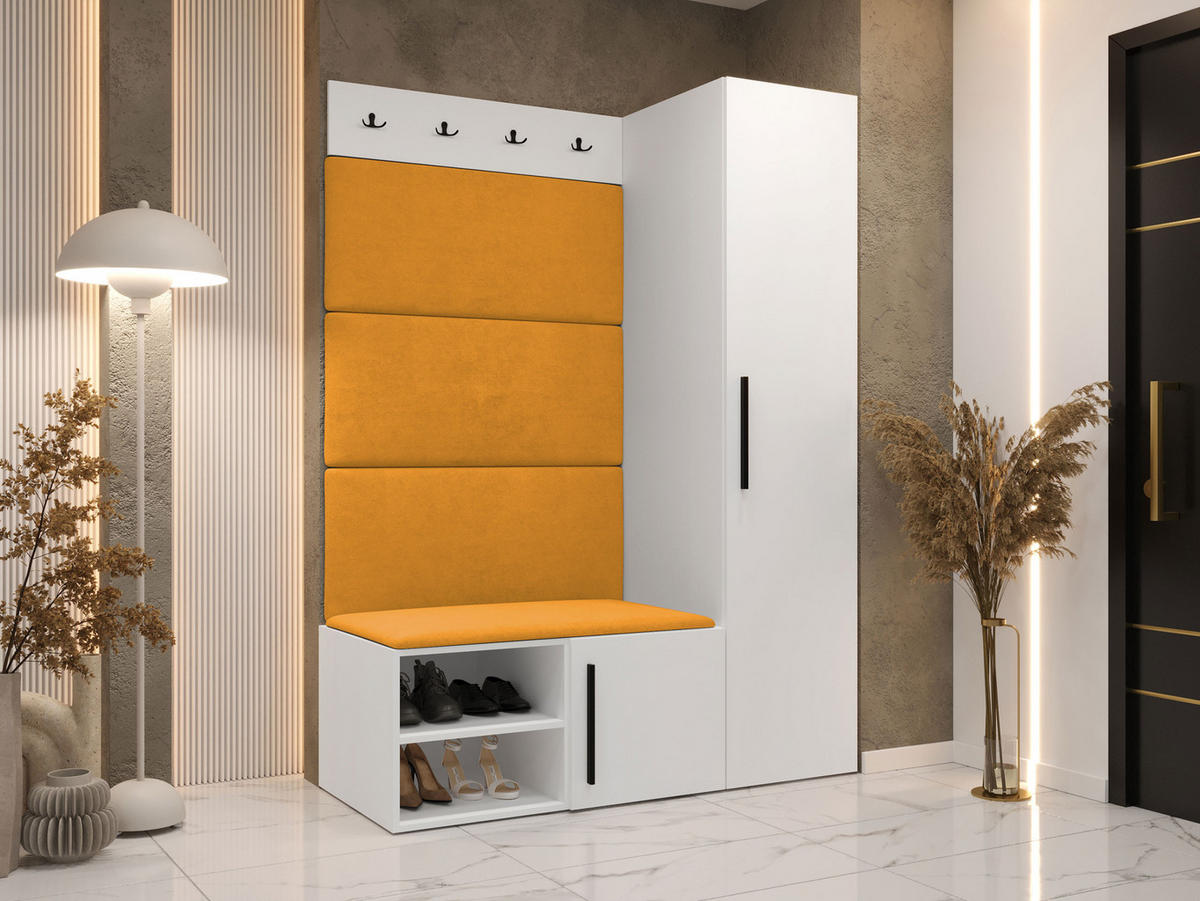 GARDEROBEN-SET Medi II - Schwarz/Orange, Holzwerkstoff/Kunststoff (40/191/50cm) - MIRJAN24