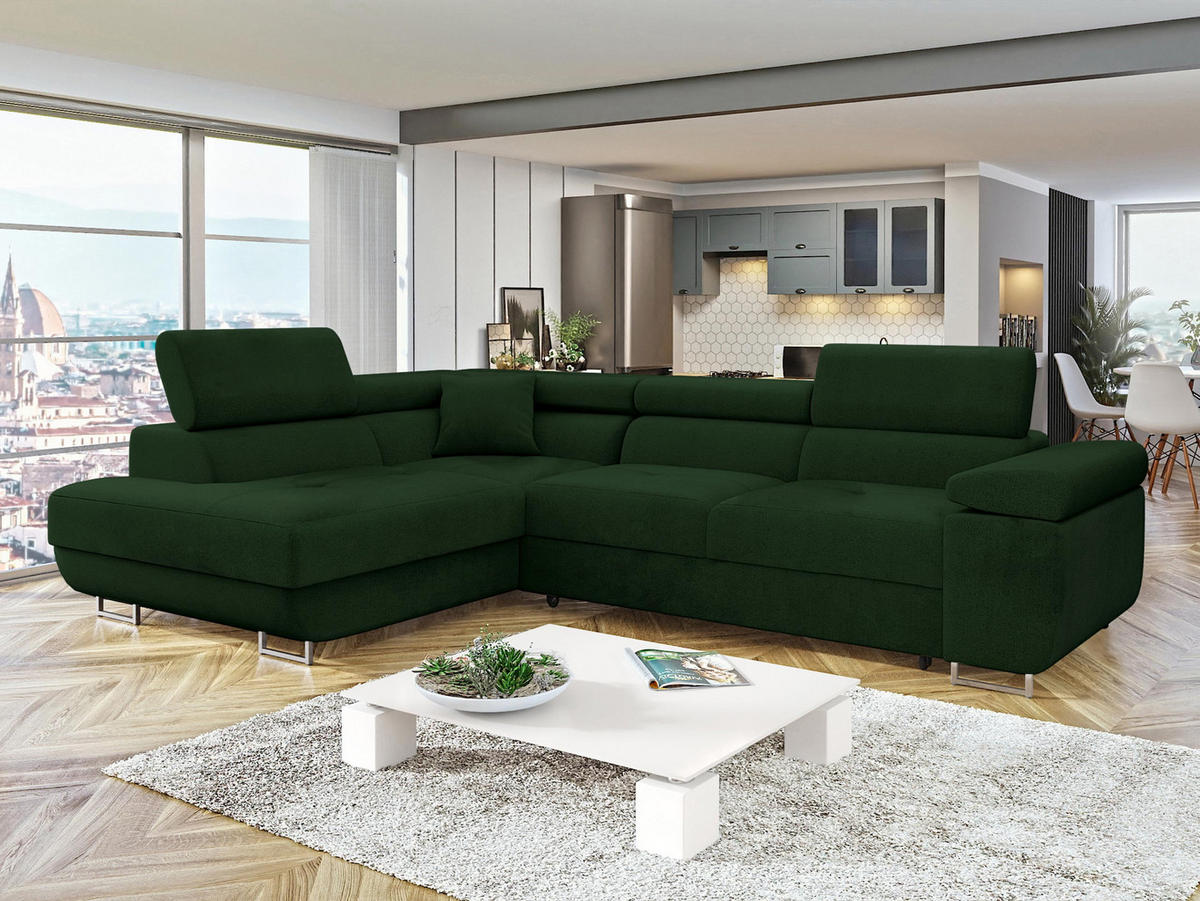 ECKSOFA Torezio, Seite: Links - Grün, Holz/Textil (274/203cm) - MIRJAN24